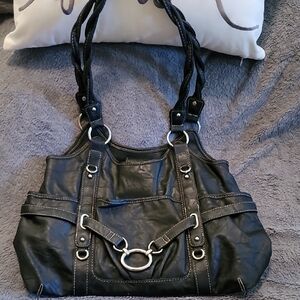 Rosetti Black Faux Leather Shoulder Bag